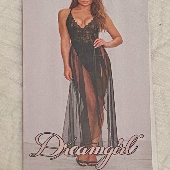 Black Sheer stretchy teddy NEW and sheer Skirt - Picture 1 of 10